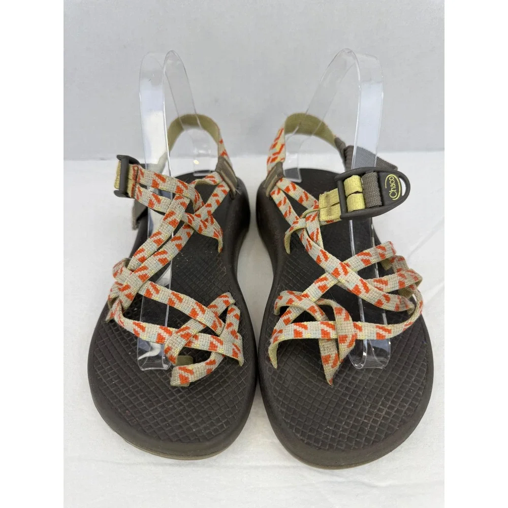 Chaco Z Cloud 2 Womens 8‎ Brown Orange Geometric Double Strap Toe Loop Sandals